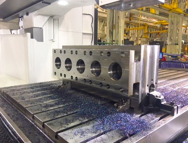 OkumaAmerica's tweet photo. What the frack! Check out this fracking part being cut on our MCR-A5CII double column. Powerful, quality machining of large parts. Learn more about Okuma's various double column series. #cnc #mfg #doublecolumn #machinetool #machinsts https://t.co/u9CiL191Yc https://t.co/OI42T76RkM