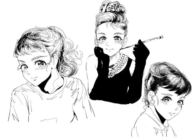 神谷奈緒とオードリーヘップバーンが似てるってコメントどこかでみて突発的に描きたくなった 