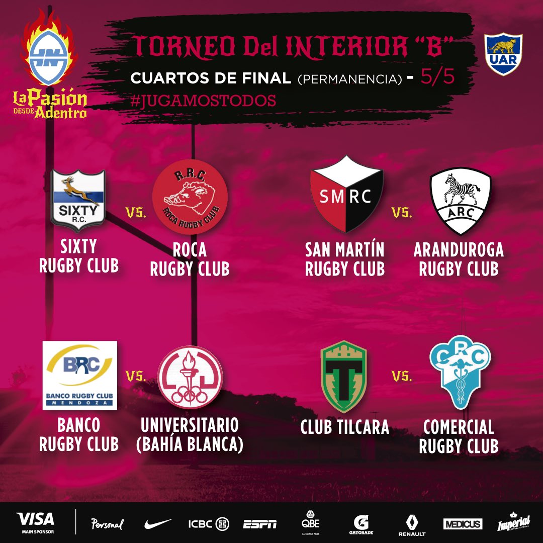 unionargentina's tweet photo. #TorneodelInterior
Este fin de semana vuelve el TDI “B” Mira los cruces de cuartos de final y los de la Permanencia https://t.co/tKn99d83HI