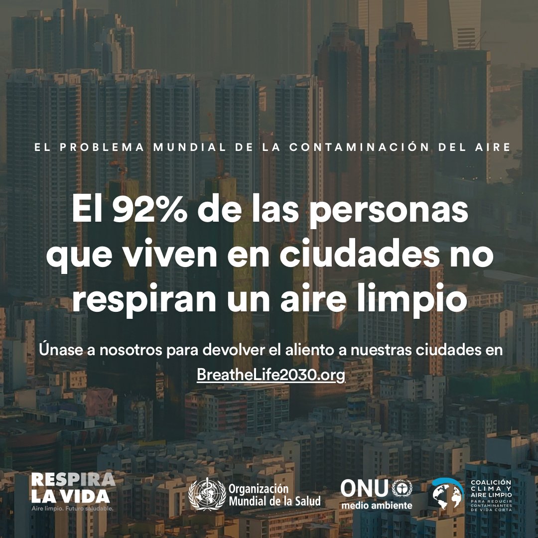 unep_espanol's tweet photo. 9 de cada 10 personas respiran aire con altos niveles de #contaminación. Esto implica 7 millones de muertes cada año, la mayoría en #ciudades. Lee nuevo informe de @opsoms: https://t.co/luiJ386vAC #RespiraLaVida https://t.co/NJHcgDDdji