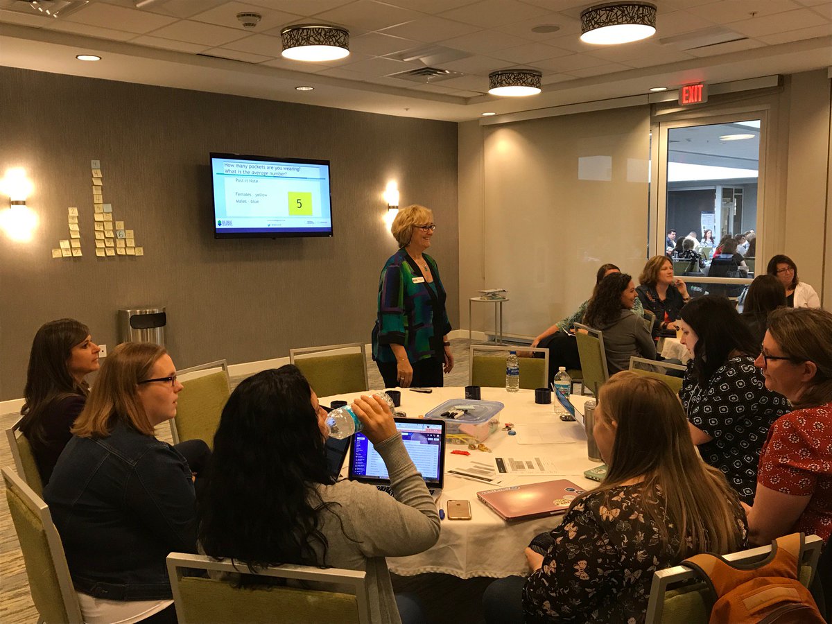 BigIdeasMath's tweet photo. Laurie @laboswell asks teachers, “How many pockets are you wearing?” An example of an activity that encourages observations and classroom discussions. #BigMathPD2018 https://t.co/dxdya5jl4m