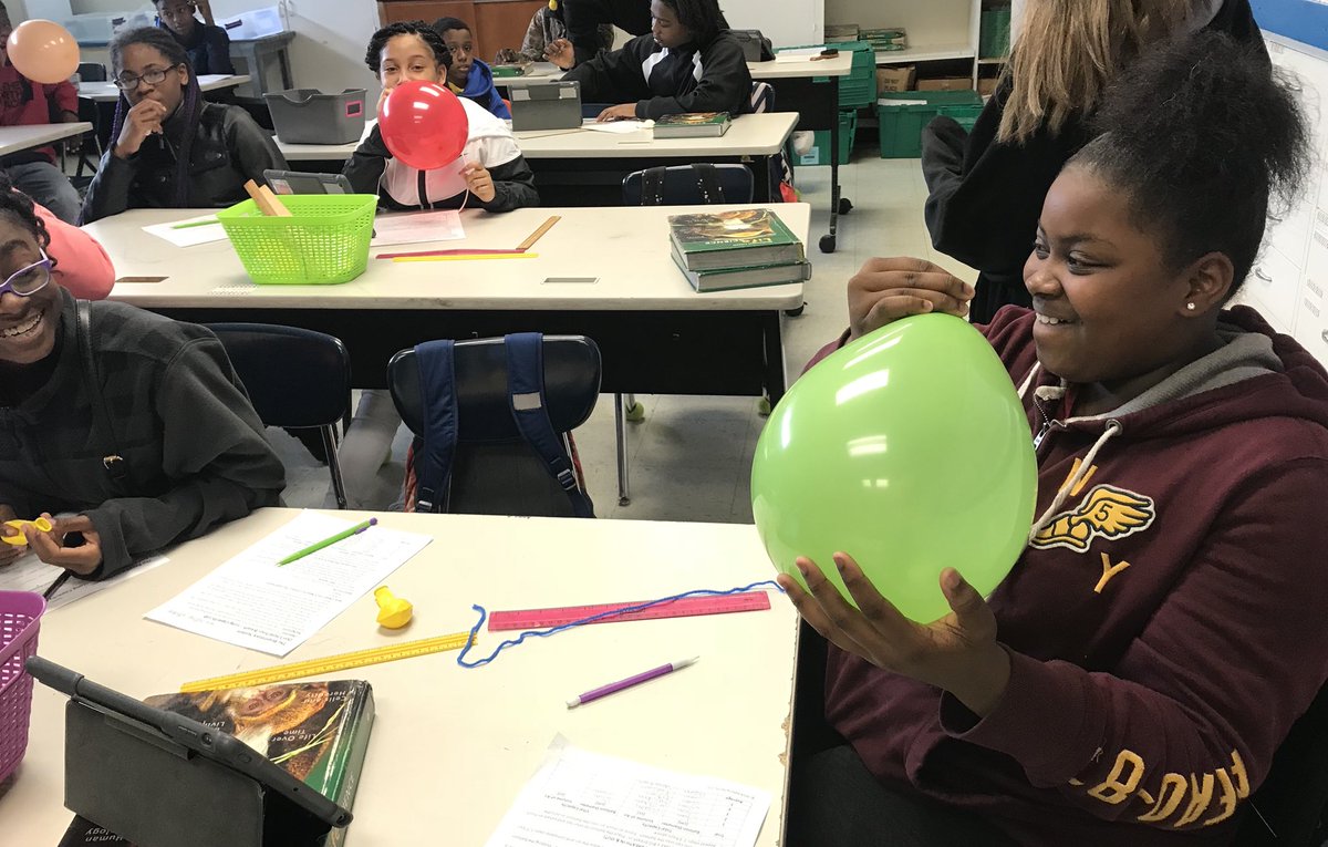 PCIntermediate's tweet photo. Don’t Hold Your Breath!!! Students on the Shavers team are using balloons and math to measure their tidal and vital lung capacity. Who knew breathing could be so much fun?! 🌬🎈#evolutionoflearning #PCISpride #sharePCS https://t.co/Egs6mJru2O