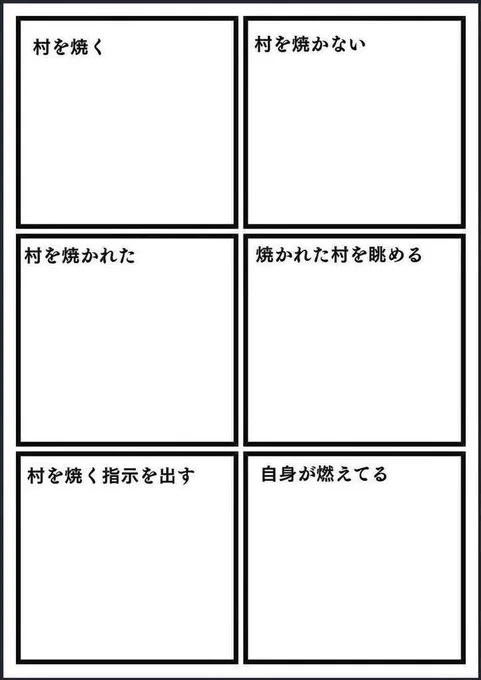 そういえばやったことなかった
#いいねくれたフォロワーさんを村を焼くと村を焼かないで分類する 