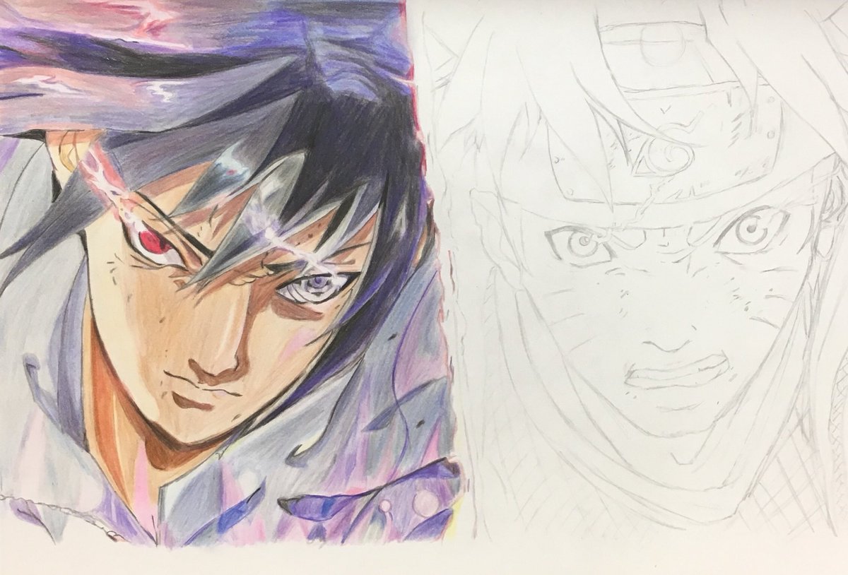 ダイン Twitter પર サスケやっと完成しました あとはナルトだけ サスケ ナルト 模写