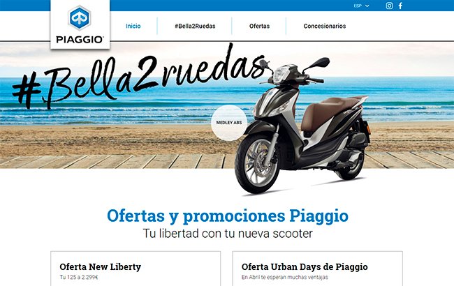 Autors de la campanya d’Inbound Marketing per a la xarxa de concessionaris Piaggio de Catalunya -- bella2ruedas.com -- #inboundmarketing #website #design