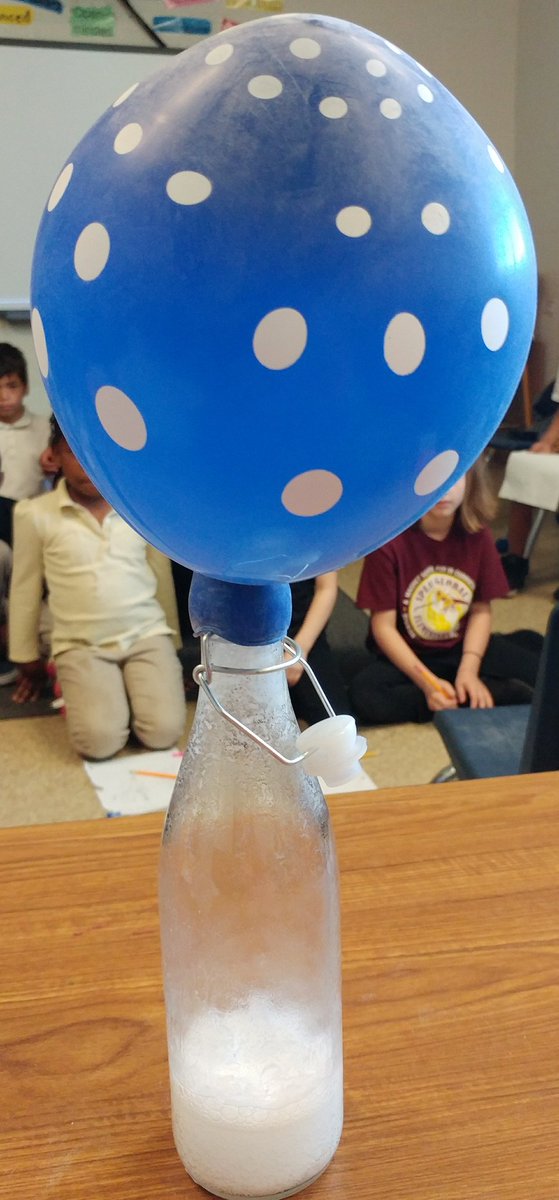 scienceatspeas's tweet image. Gr2 Bees, how can a liquid &amp;amp; a solid blow up a balloon?? Intro to gases and science journaling! @SpeasGlobal #ExpModelDemo