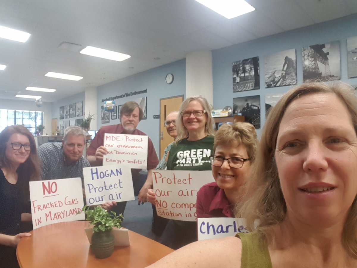 wercovepoint's tweet photo. .@MDEnvironment under @GovLarryHogan is moving to permit Dominion Energy to build a large compressor station in Charles Co to move fracked gas from neighbor states to export to Asia even though the county said, "No." MDE isn't listening to people so we brought our message to MDE. https://t.co/CuaTvNkFdt