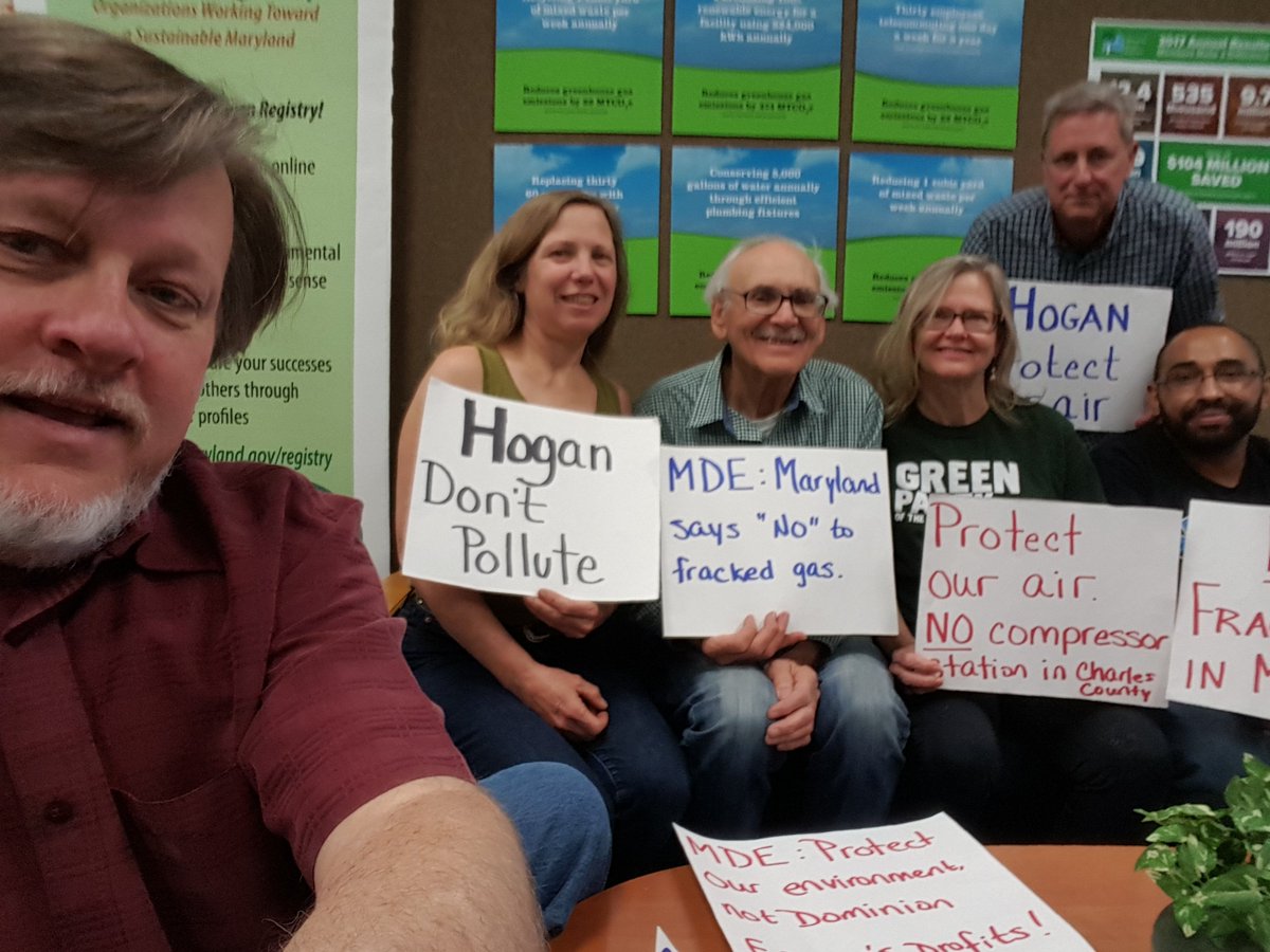 .<a href="/MDEnvironment/">MD Environment</a> under <a href="/GovLarryHogan/">Governor Larry Hogan</a> is moving to permit Dominion Energy to build a large compressor station in Charles Co to move fracked gas from neighbor states to export to Asia even though the county said, "No." MDE isn't listening to people so we brought our message to MDE.