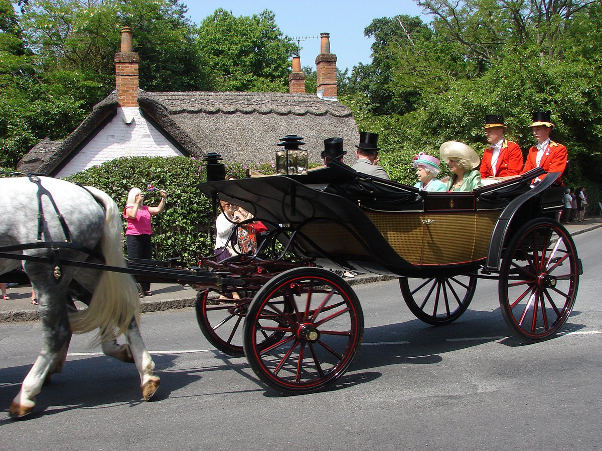 Ascot Landau carriage drawn by grey horse.