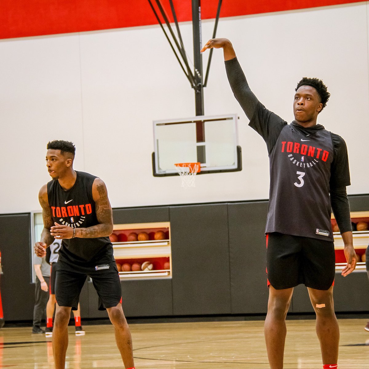 Raptors's tweet photo. Young guns at work. https://t.co/7tqnl4fhJ4
