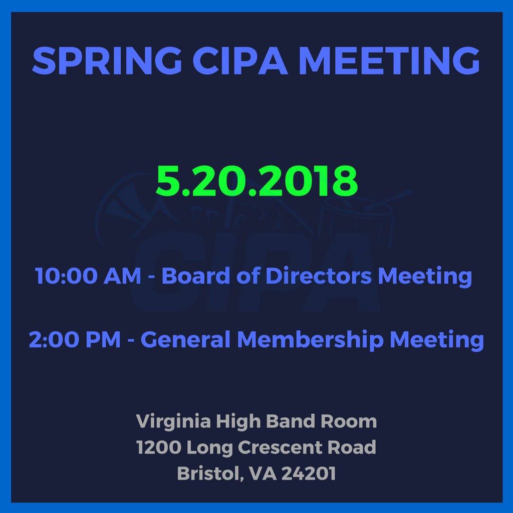 cipaofficial's tweet photo. Mark your calendars! Our Spring Meeting is on May 20th at Virginia High!
#CIPA https://t.co/5A9IxyFQkl