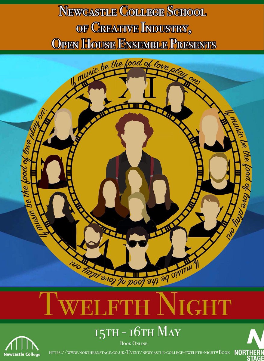 OpenHouseNCL's tweet image. Twelfth Night, 15th and 16th of May, Northern Stage! Tickets available in the description. A big thanks to @davidconnelly_ for making the poster📜