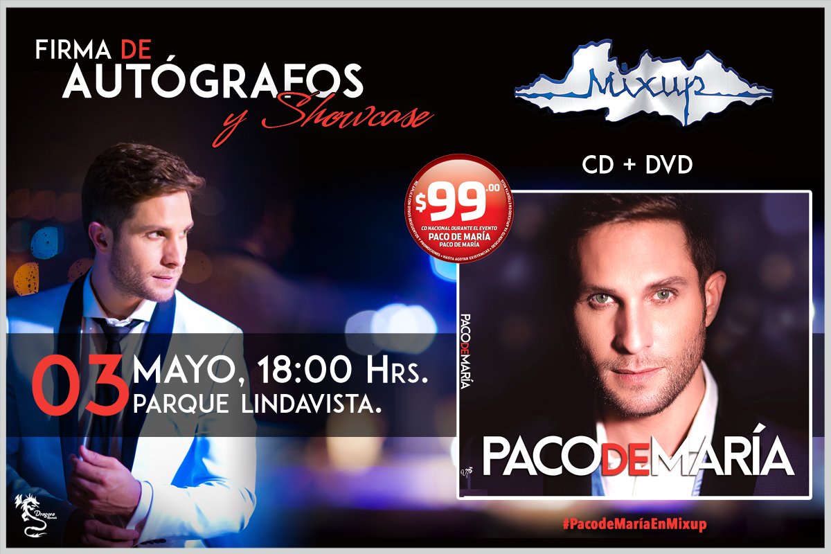 Recuerden que mañana estaremos con <a href="/pacodemaria/">Paco de María</a> en #Mixup Parque Lindavista. 

#PacoDeMaríaEnMixup