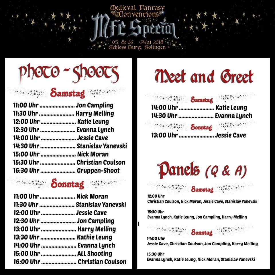 MedievalCon's tweet photo. Here are the final times for the upcoming MFC-Special for your planning !
Please note the individual shifts compared to the program book due to changed flight times of our guests.
The program can continue on
https://t.co/EExtKN1VtO
be viewed / downloaded. https://t.co/fREcB7tGGy
