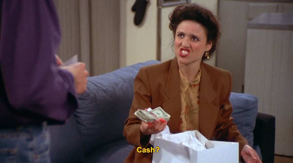 girlboss's tweet image. Please enjoy these few instances of Elaine saying a single, sassy word.