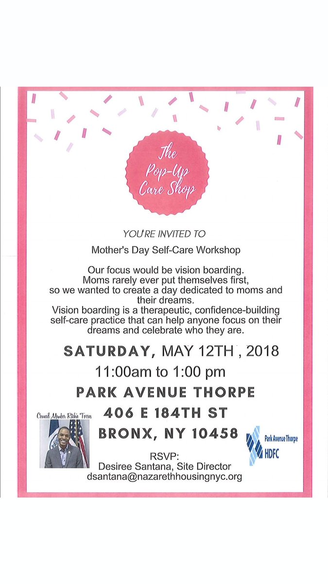 PopUpCareShop's tweet photo. This Mother's Day we will be catering moms who need it the most! Our self-care workshop is for disadvantaged mothers in the NYC area. All women are welcomed to attend! RSVP to the email posted in this flyer. Hope to see you there! https://t.co/Kt4cxKu3P4