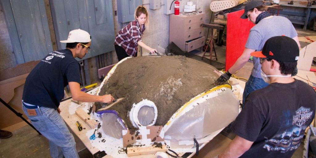 CalPolyPartners's tweet photo. Cal Poly seniors create cement models for Architectural Engineering class as a capstone course. Photo: (Zach Donnenfield, Mustang News) #CalPoly #LearnByDoing #SupportingStudentSucess https://t.co/mfLE5Nd6zb https://t.co/eeJimI0xVh