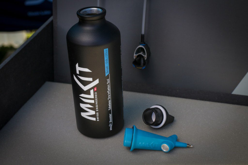 bikerumor's tweet photo. SOC18: milKit Tubeless Booster will seat your tires and quench your thirst https://t.co/XoBWVLLY0W https://t.co/jszYfyiyen