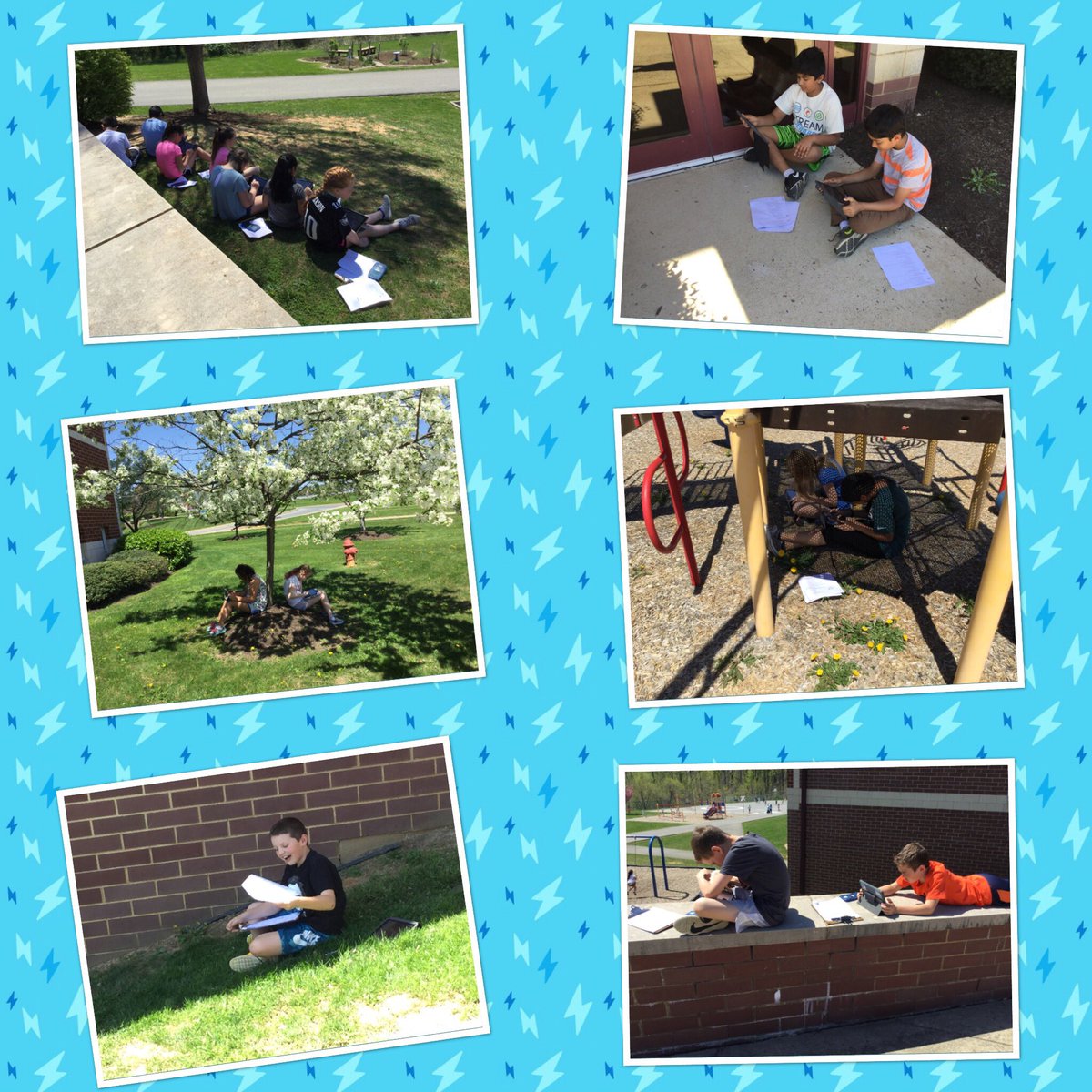 Enjoying working on our math project outside. What could be better? <a href="/bethelspringsgv/">BSES</a>