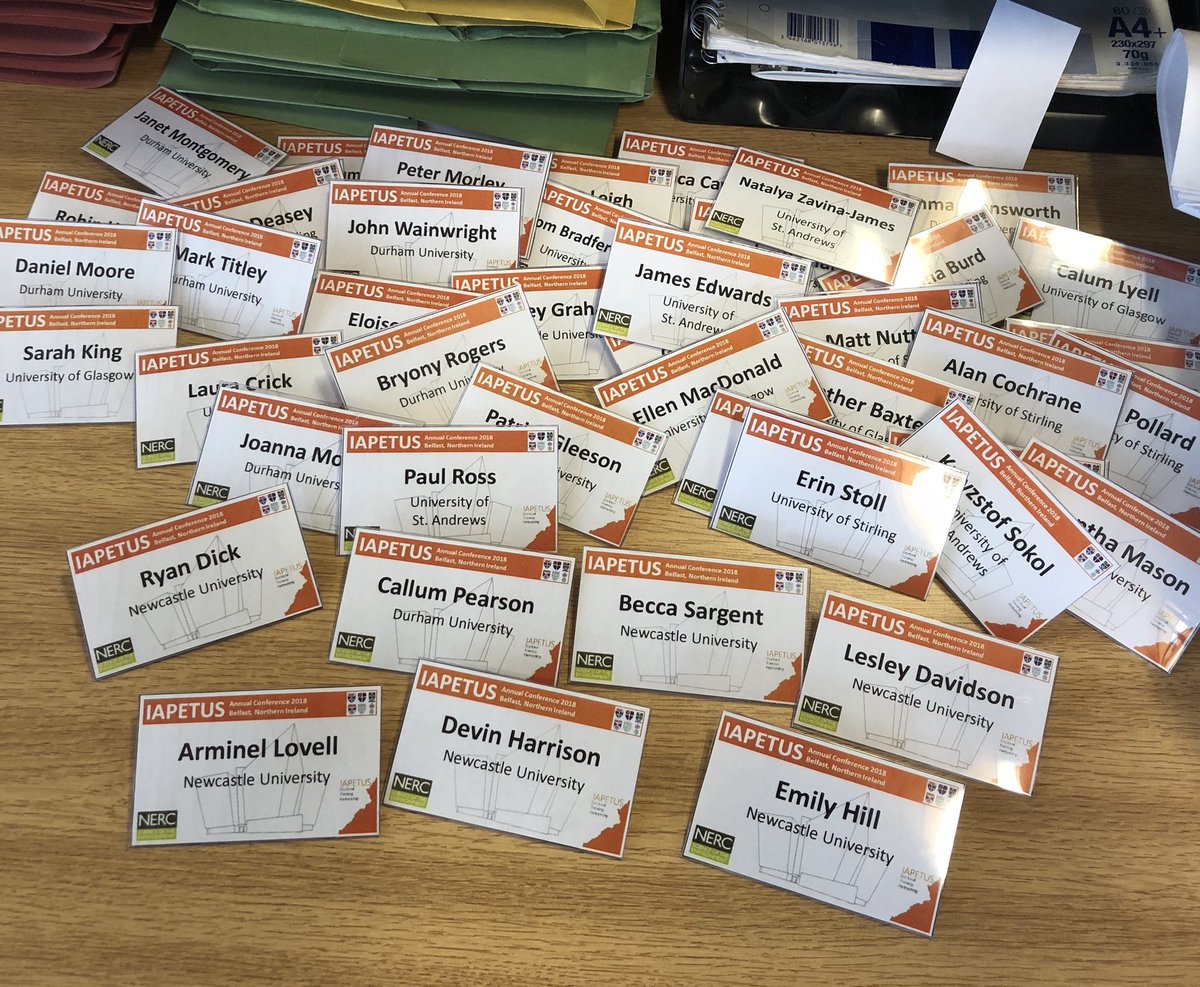 The <a href="/IapetusDTP/">IAPETUS DTP</a> annual conference is less than one week away! Name badges are all prepped and awaiting your arrival #IAPETUS18