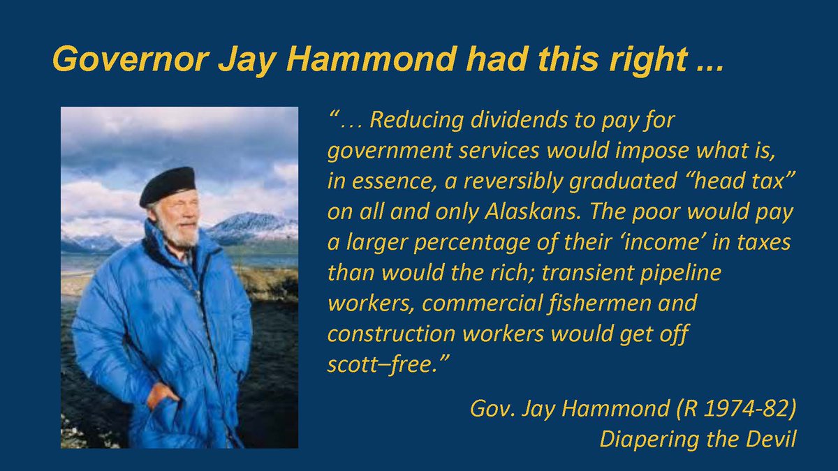 bgkeithley's tweet photo. Today's #PFDcut factoid: Some argue that #PFDcuts aren't a tax, but they are -- they are just a tax that affects mostly middle and lower income Alaskans (and in doing so have the "largest adverse impact" on the overall #AKecon and #AKfamilies" of all the options). #akleg https://t.co/h3xcadsZgK
