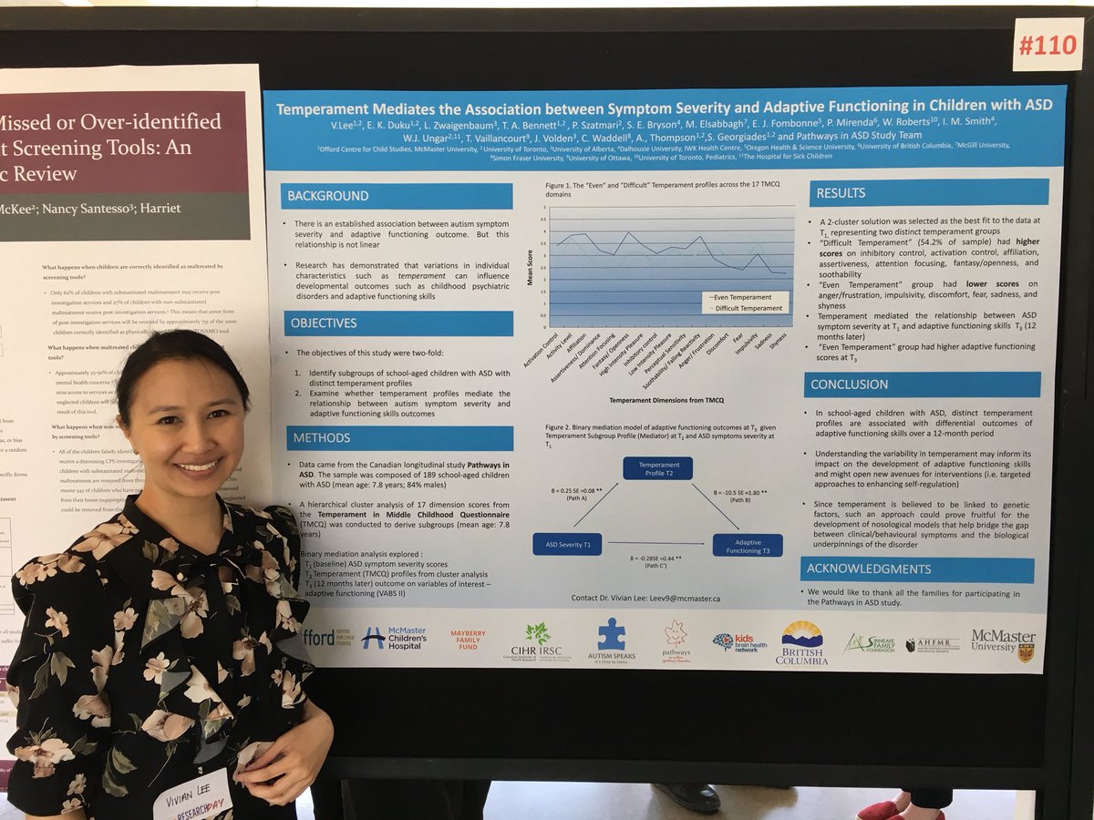 VivianAprilLee's tweet photo. Presenting my paper on temperament and how it mediates the relationship between symptom severity and adaptive functions skills in kids with #ASD...at the @McMasterU Psychiatry Research Day 2018 https://t.co/K8J8IM8A5v