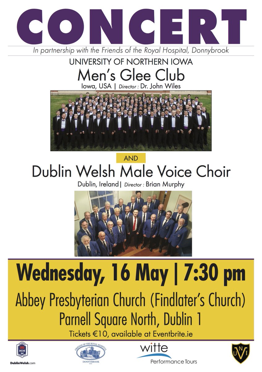 DublinWelsh's tweet photo. Delighted to be singing with the University of Northern Iowa Mens Glee Club on 16th May in Dublin. https://t.co/lL9cgoAjcS