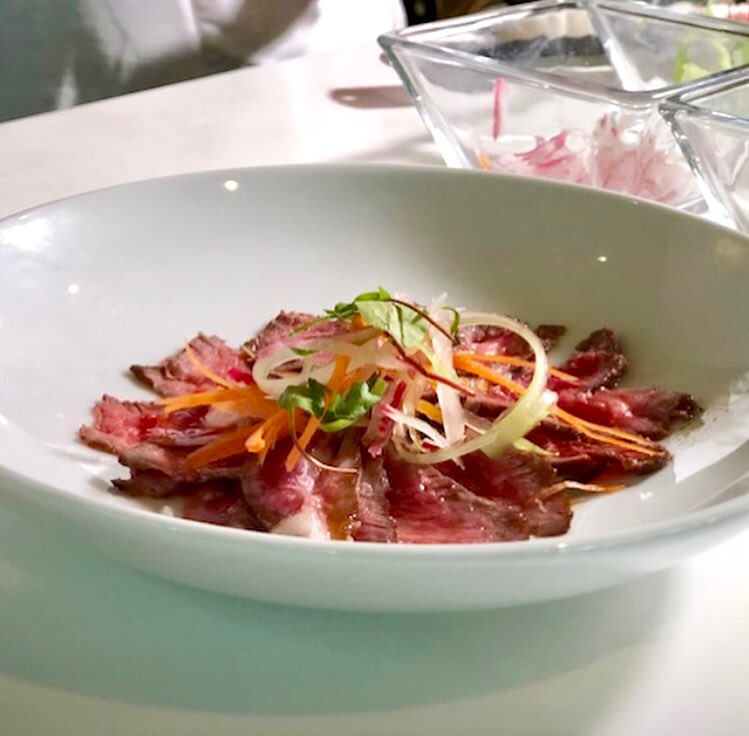 RangerCattle's tweet photo. One week until Farm to Plate 2018! 
We took a peek behind the scenes with our friends @TheBonneville1 who will be serving this Ponzu Beef dish made with @rangercattle Waygu beef. Taste dishes from over 30 local chefs at historic @barrmansion on May 9th. Tickets on sale now. https://t.co/VSPm53MEiD