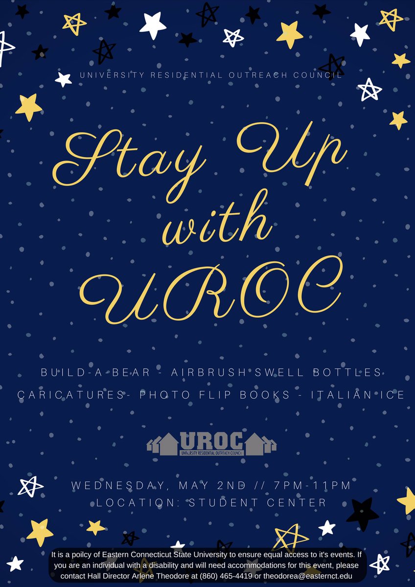 UROCeastern's tweet image. Last event of the year! TONIGHT @ the student center 7-11pm
