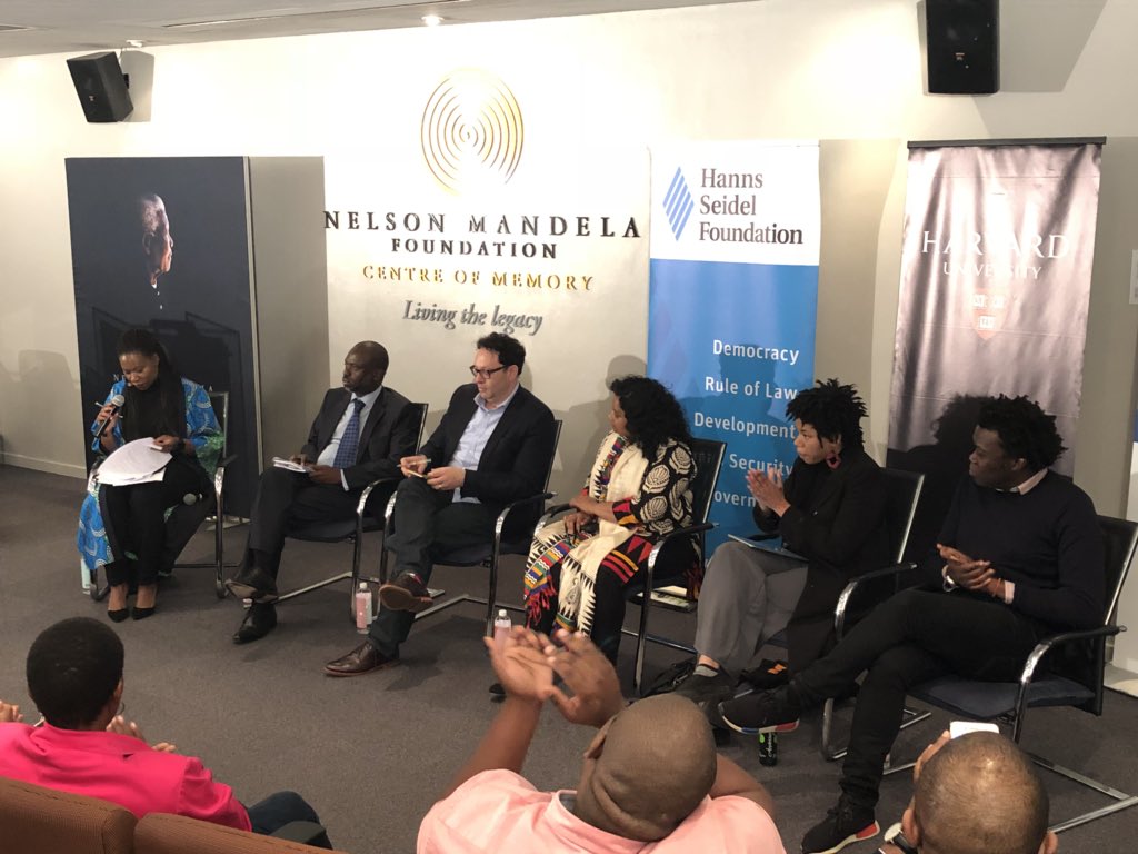 NelsonMandela's tweet photo. This evening at the #NelsonMandela Foundation, our panellists @RPhillipsEsq, @MhlangaLab, @TMarwala, @DalitDiva &amp; @Shapshak discuss ‘Racism in a Digital Age’. The dialogue is facilitated by @OAmponsah79 https://t.co/FSXok5WVZD
