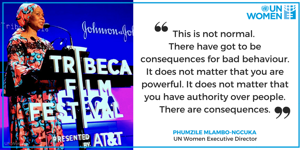 At the #TimesUp #Tribeca2018 Film Festival event, <a href="/UN_Women/">UN Women</a> ED, @phumzileunwomen emphasized the importance of ending impunity so that survivors can have justice once and for all: unwo.men/4u2Y30jMnbB v <a href="/UN_Women/">UN Women</a> 
cc: <a href="/TIMESUPNOW/">TIME'S UP</a> <a href="/Tribeca/">Tribeca</a>