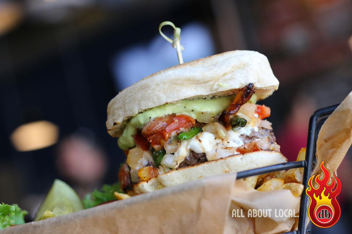 DiabloBurger's tweet photo. We're bringing back an oldie-but-goodie for our May blackboard special: The Mambo Kings (Play Songs of Love). A Diablo Burger topped with chevre, grilled serrano chillies, bacon, sofrito, and an avocado cream spread. https://t.co/RCsJ5XnSPi