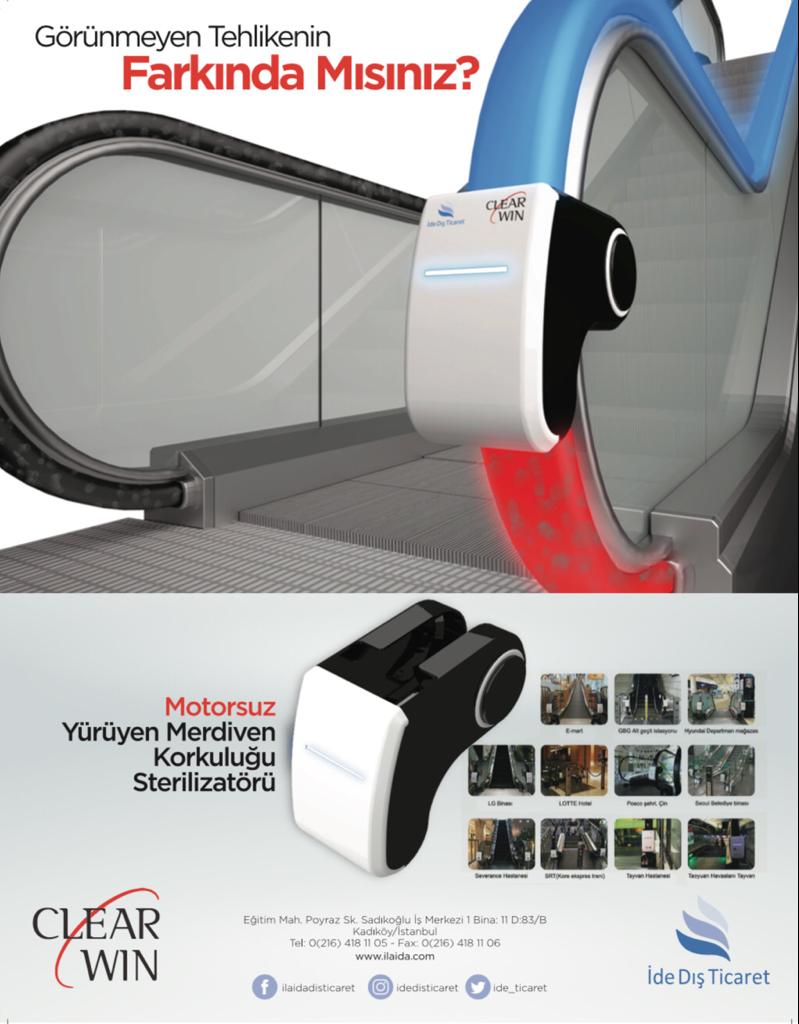ide_ticaret's tweet photo. İnşaat Dünyası Mayıs Sayısı - Clearwin yürüyen merdiven el bandı hijyen cihazı Türkiye’de https://t.co/a6ZlbUsIzq #ilaida #ide #dışticaret #clearwin #clearwininturkey #ilaidaforeigntrade #ilidaproducts #ideproducts https://t.co/n94GrJewVe