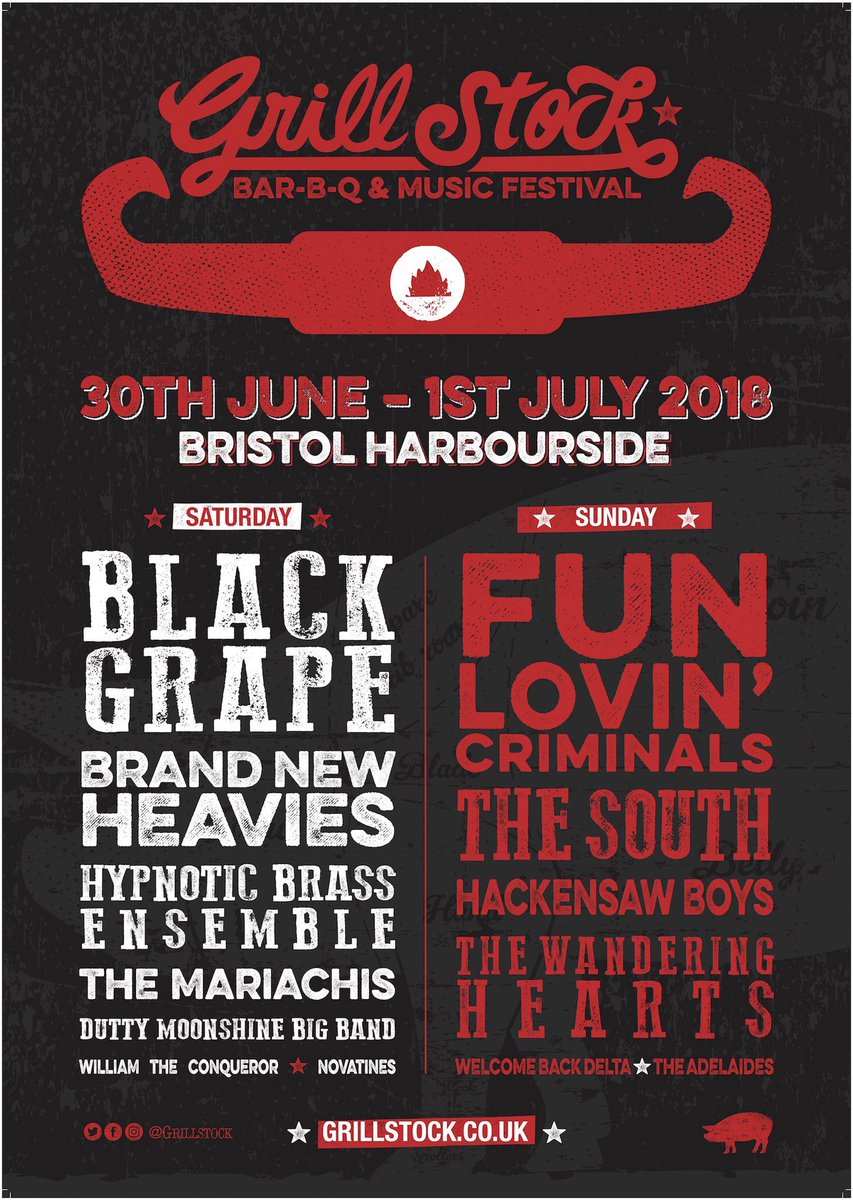 WBDelta's tweet photo. Proud to be a part of @grillstock Festival again this year! Playing Main Stage Sunday the 1st of July with bands like @funlovincrims @HackensawBoys @thewanderhearts & more! #grillstock #grillstockfestival #grillstockbristol #grillstockfestival2018 #festival #bbq https://t.co/oG1ZlqPJzH