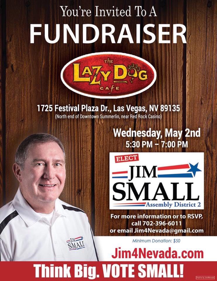 jim4nevada's tweet photo. Don’t miss our fundraiser today at 5:30PM at @LazyDogHQ in #AD2! #ThinkBIGVoteSmall #Jim4Nevada #ConservativeAlternative https://t.co/3Xcj5ikVkF https://t.co/gMO4KWzmwV