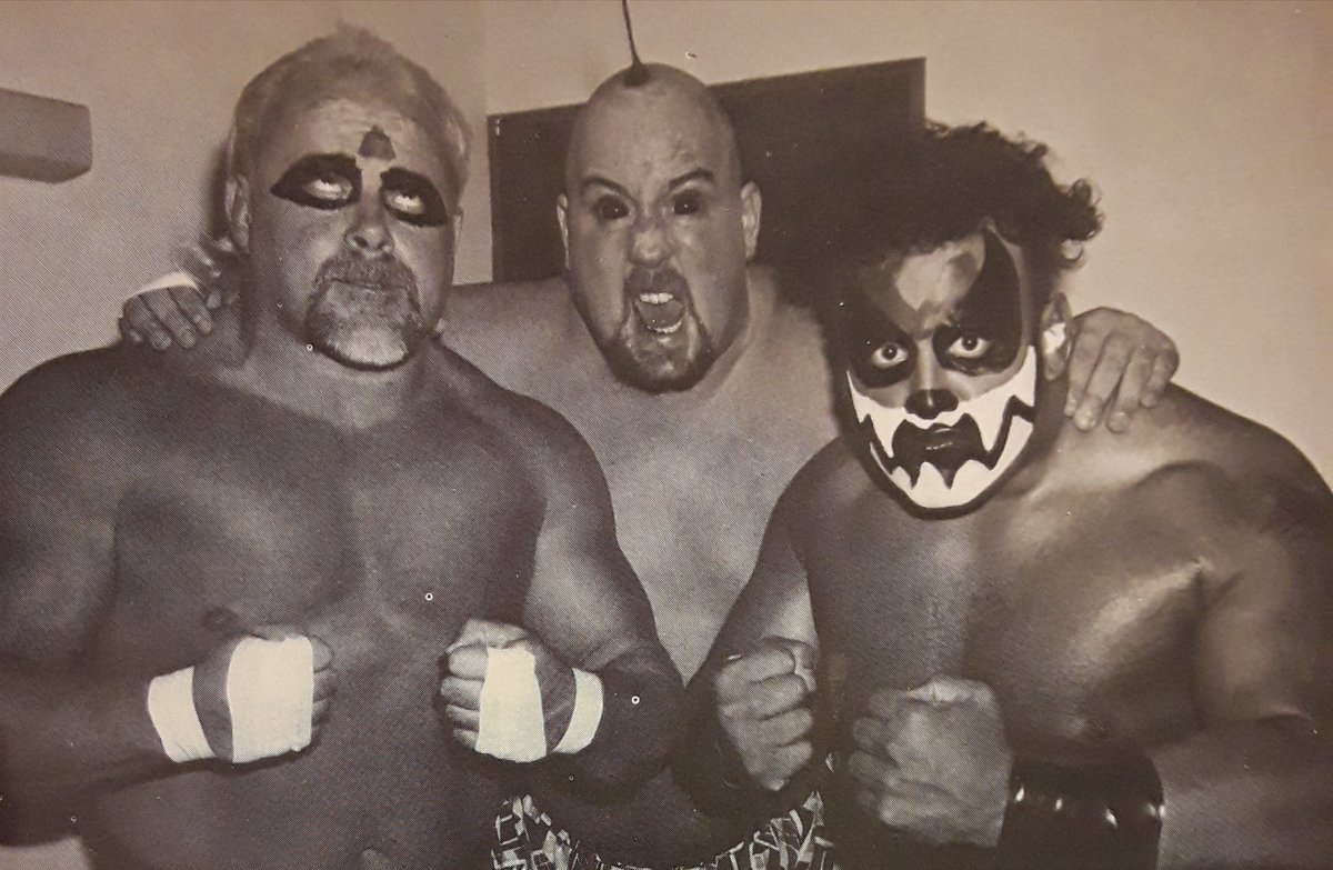 The Tazmaniac (right) alongside Kevin Sullivan and The Mongolian Mauler (Purple Haze) in 1992.