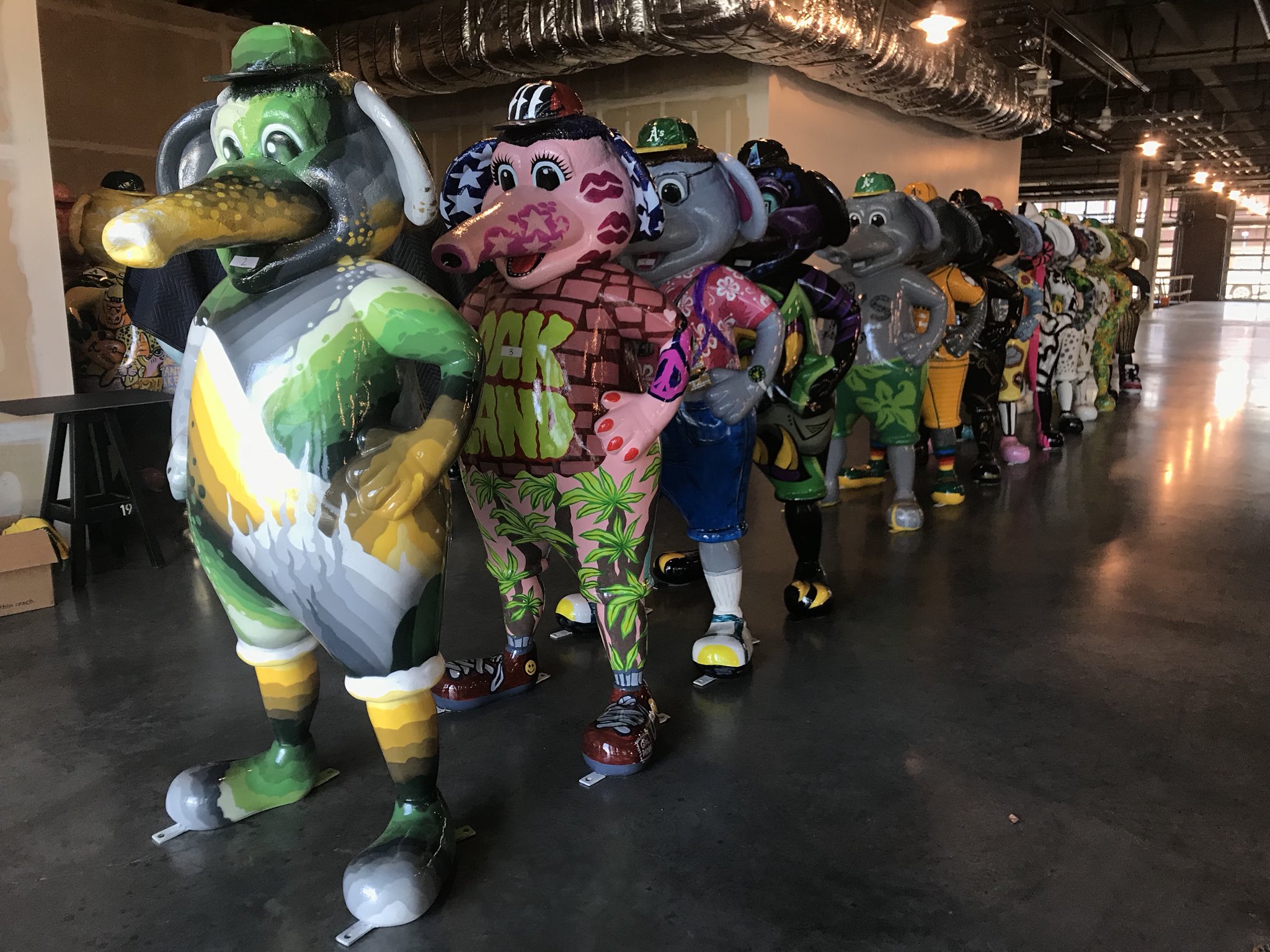 Where to find Oakland A's Stomper statues in Oakland