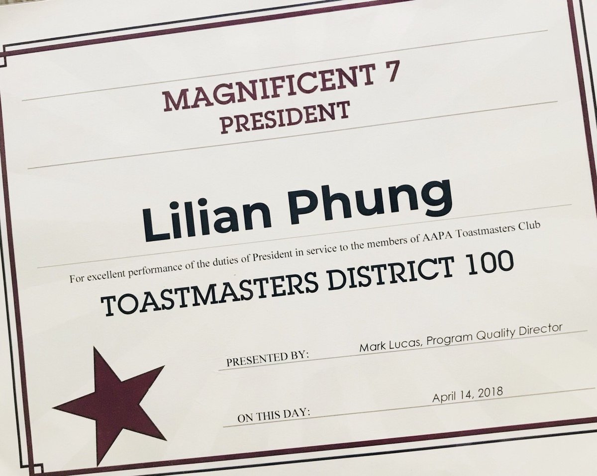 LilianPhung's tweet photo. thanks Toastmasters D100! Couldn’t have the club be what it is without all the great fellow Toastmasters who chose to be with us! 

Check out AAPA Toastmasters Club on 05/12/18 https://t.co/0y1k5yQsxa

#Toastmasters #Pasadena #SGV #GrowthMindset #LeadershipDevelopment #SpeakUp https://t.co/EHcW7rRYvd