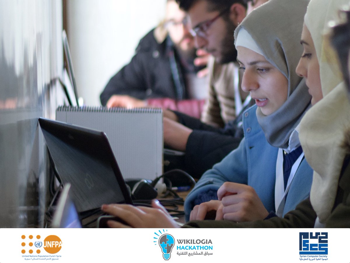 UnfpaSyria's tweet photo. .@UNFPA is pleased to have supported the #SyrianComputerSociety and @Wikilogia to organize #WikilogiaHackathon. Total participants was 107, of whom 39 were #GirlsInICT https://t.co/OKMJURoe50