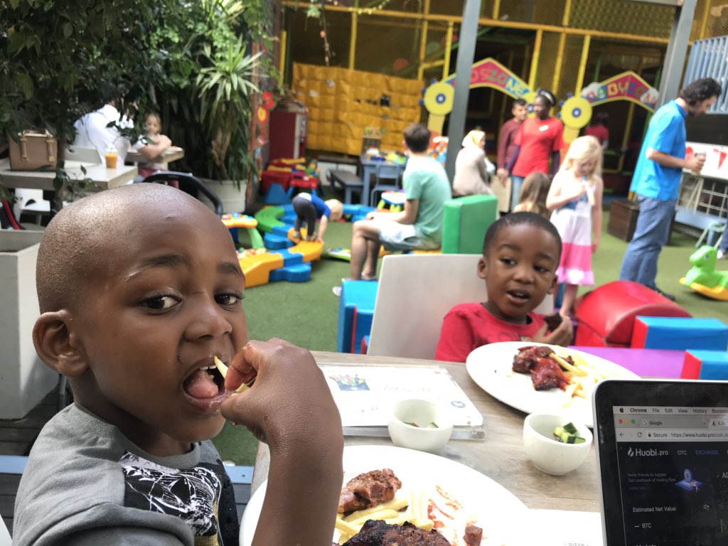 kennamoleko's tweet photo. Took my boy out to smash a steak, build some Lego and watch daddy chase some #crypto trade$. #AfroCrypto https://t.co/W1TaJejg3c