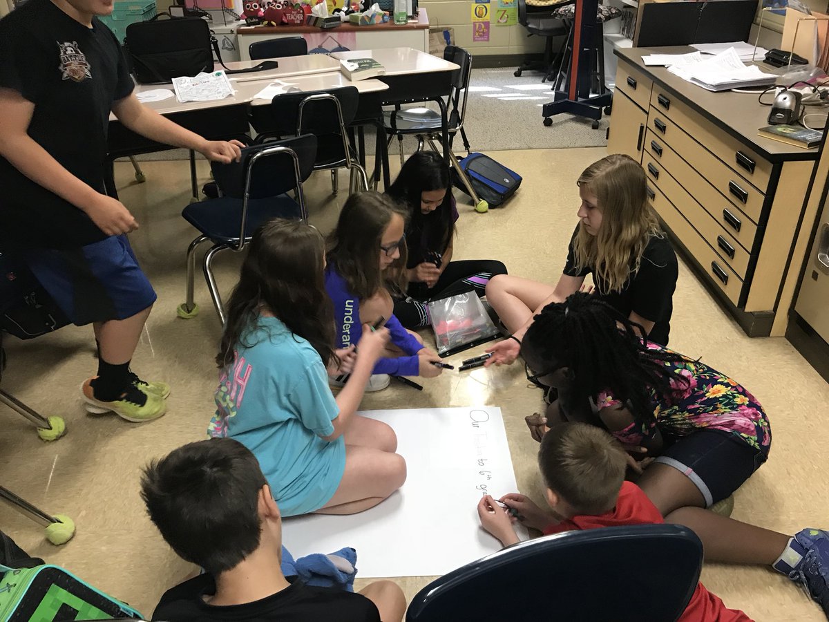 msquarlesclass's tweet photo. Learning about Transition Words in English Class this week! Student groups were tasked with creating a poem about transitioning from 5th grade to 6th grade! The poem had to have a creative title &amp; a transition word in each line! #5thGradewithMsQ✨ #ELA #TransitionPoems @HSVk12 https://t.co/f7ieuAO0zq