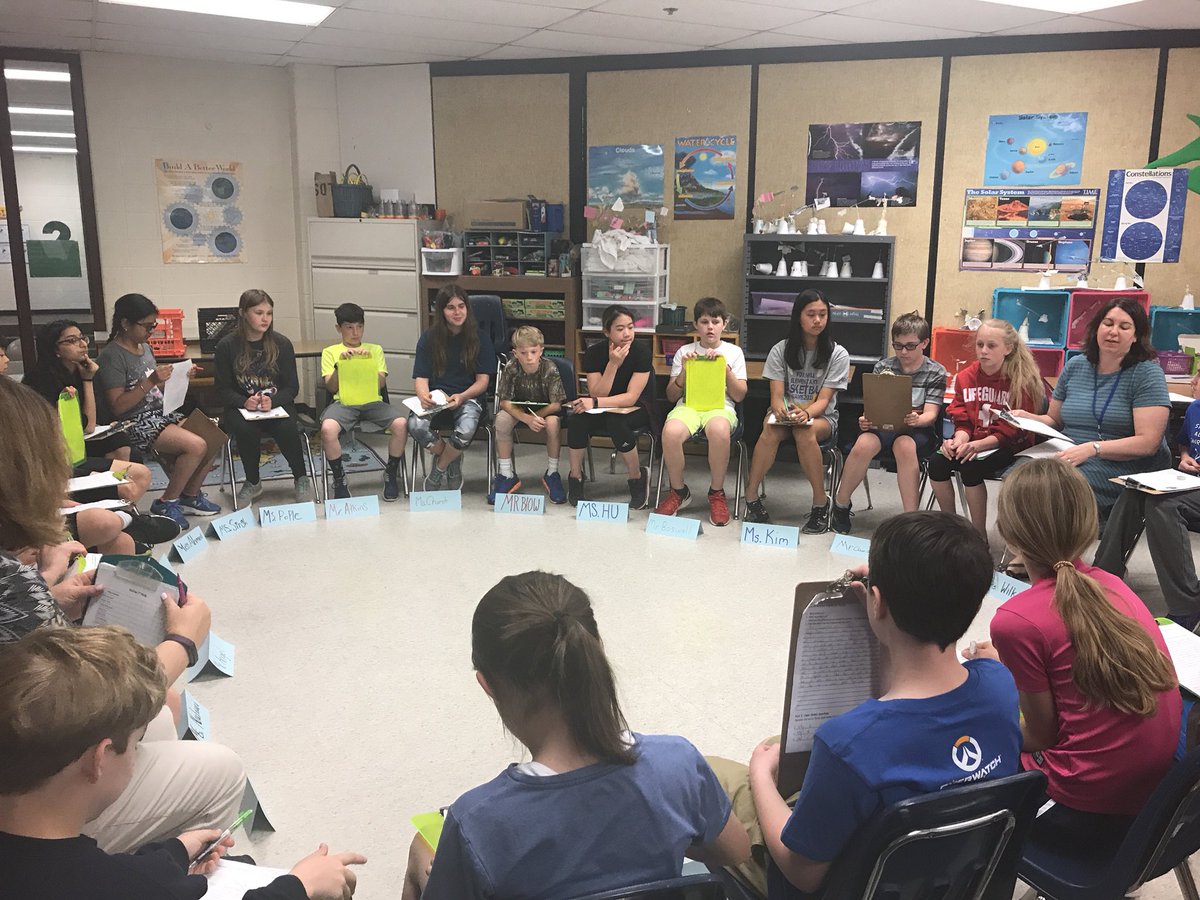 FCPSGlobalEd's tweet photo. Socratic Seminar for our Global Classroom participants at Fox Mill ES #fcpsglobaled #FCPSGoGlobal https://t.co/SSmhf6opwy