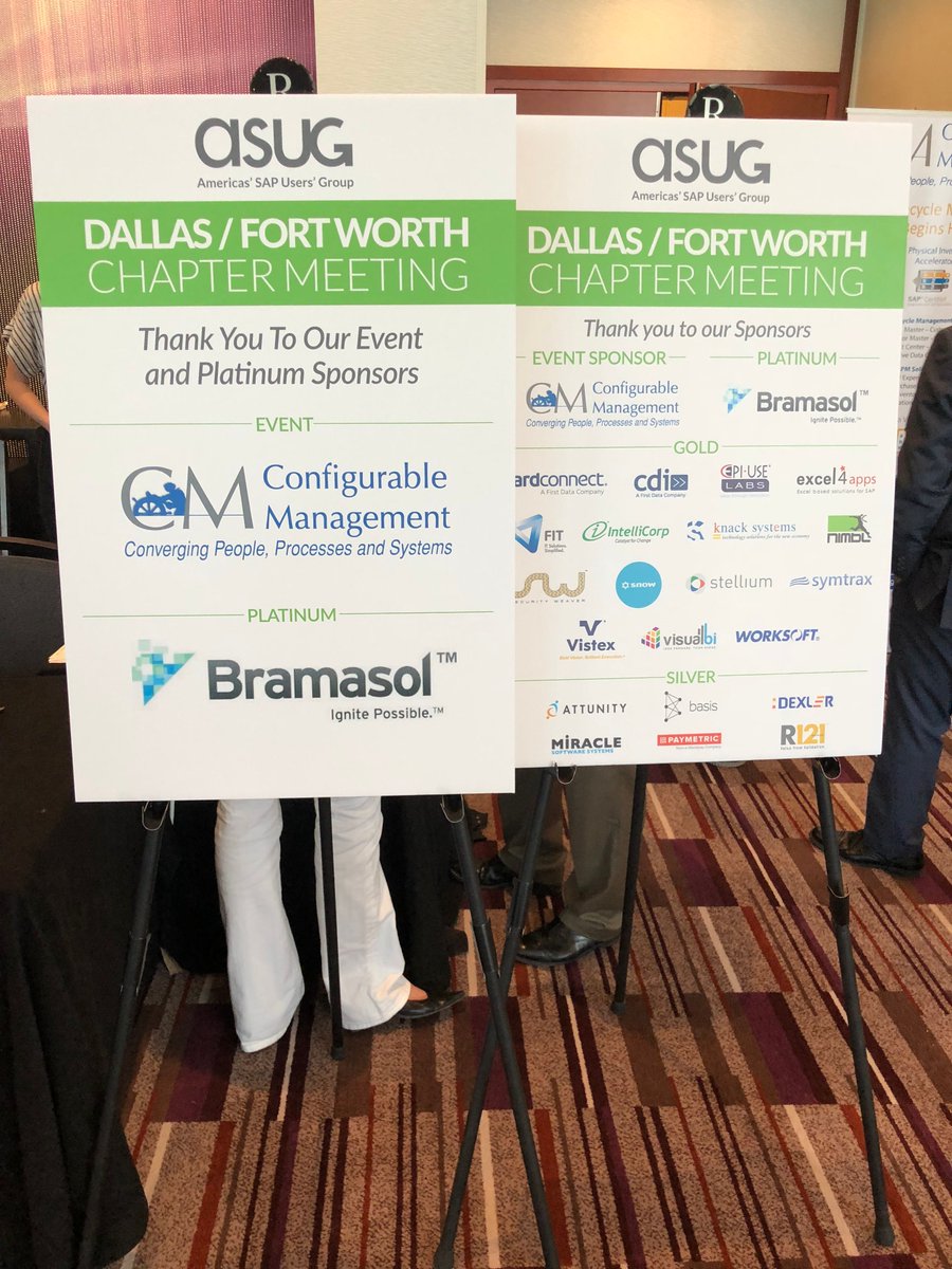 ASUG_DFW's tweet photo. Shout out to our wonderful sponsors of our spring ASUG DFW Chapter Meeting! We are looking forward to our fall meeting on November 9! #ASUGDFW https://t.co/KcSeDN9tf3
