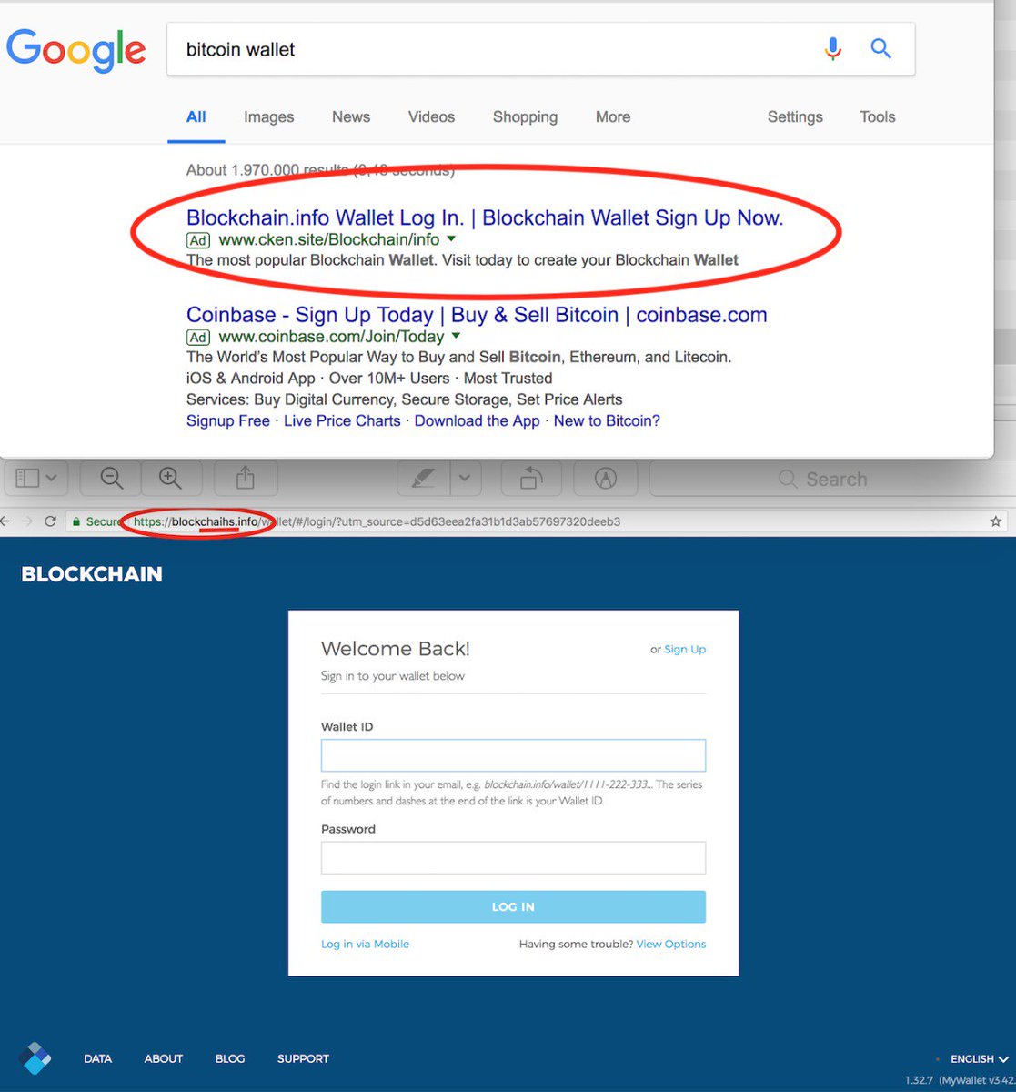 Blockchain.info Wallet Phishing Attack. If you do a Google search for  