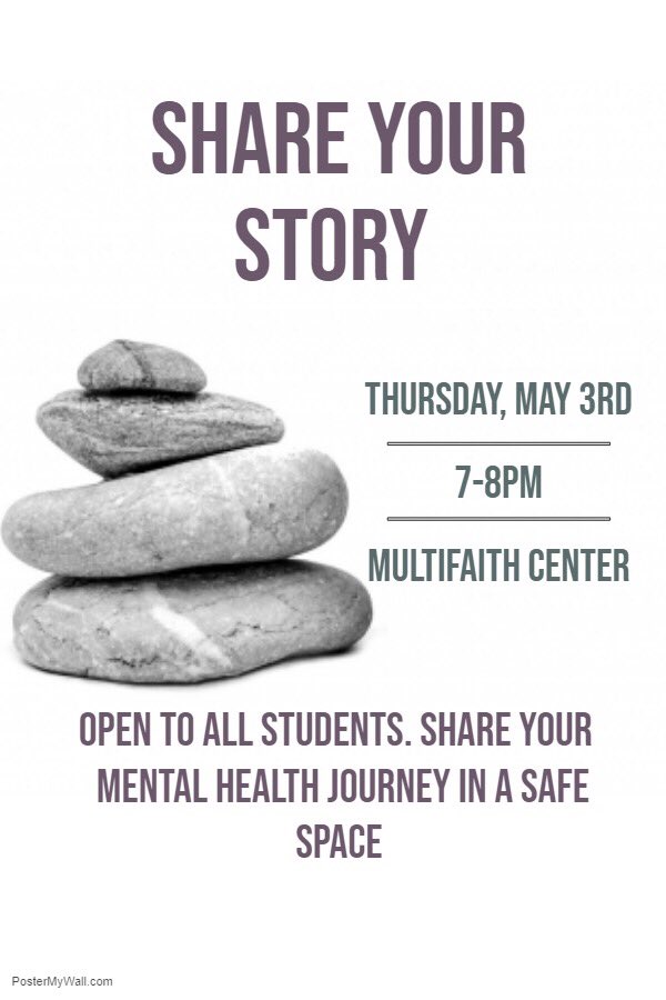 BB_GAC's tweet photo. Thursday at 7pm, there will be an event sponsored by Building Bridges in the multi faith center! Students can come and fill out a questionnaire about their mental health journey throughout a power shuffle! https://t.co/T4uApYeQ9g