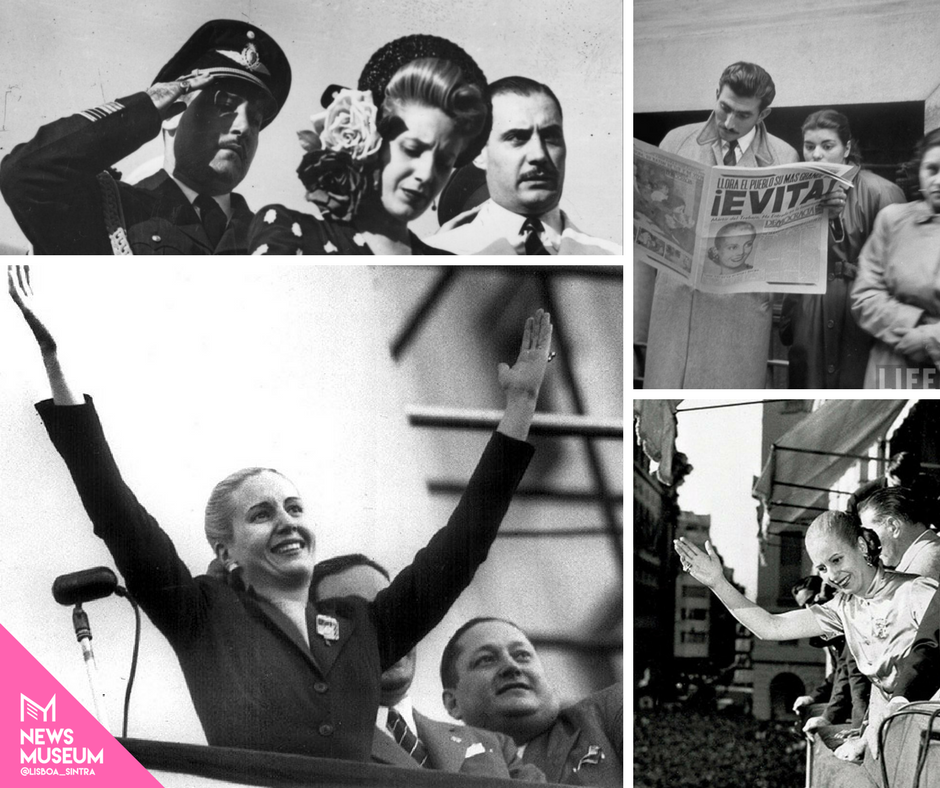 NewsMuseumEN's tweet photo. In May 1919, a woman who, in only seven years, became one of the most powerful in the world was born. With her talent as a speaker, Eva Péron, conquered the support of the population, specially of the "descamisados”. Remember this personality at #MachoMedia Exhibition. https://t.co/1ujyBch8Go