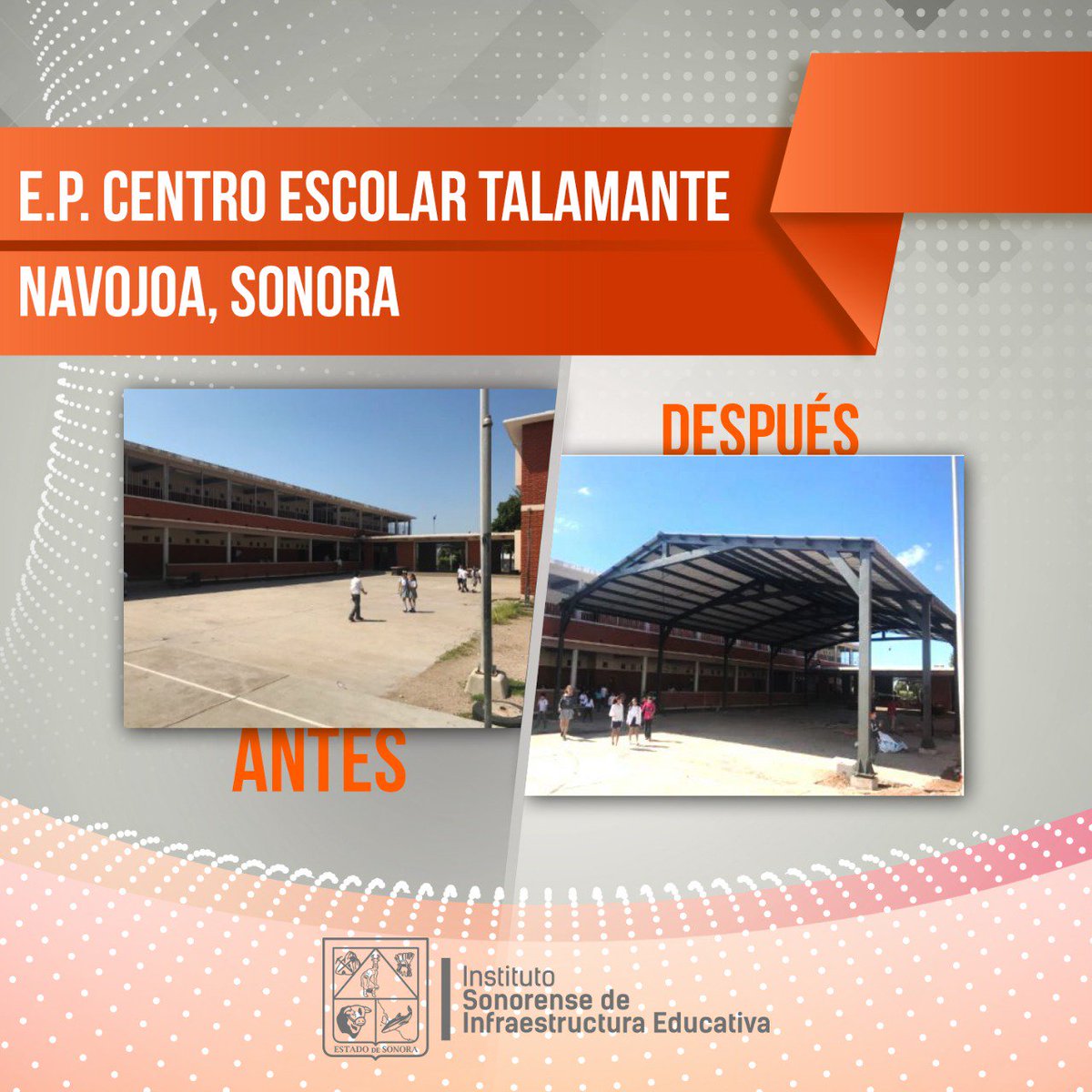 En <a href="/ISIEsonora/">ISIE</a> queremos ver jóvenes felices y capaces de desarrollar sus sueños. Por ello con la construcción de un tejaban en la E.P. Centro Escolar Talamante, se beneficia a mas de 430 alumnos en la región de Navojoa, Sonora.