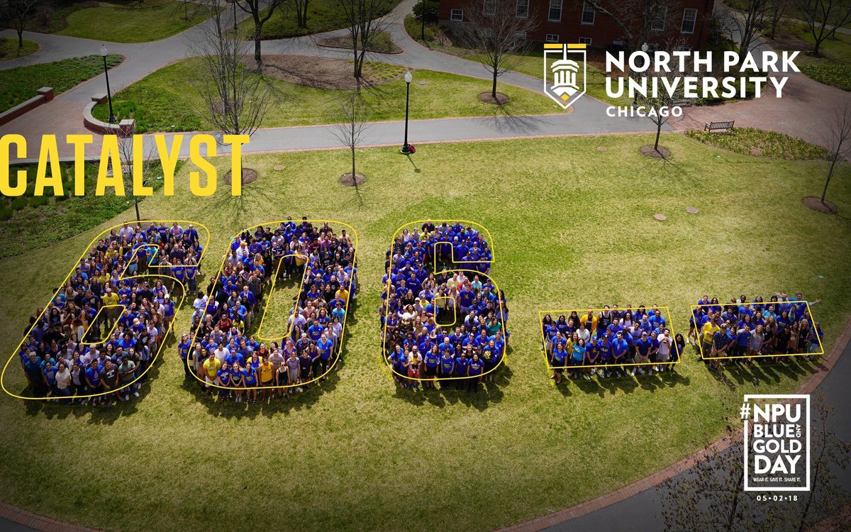 npualumni's tweet photo. Thank you to our North Park students, employees, alumni, and friends for being part of the bigger picture! #NPUBlueandGoldDay #Catalyst606 https://t.co/sLOvrZ8n7Z https://t.co/ot9Zx97uUY