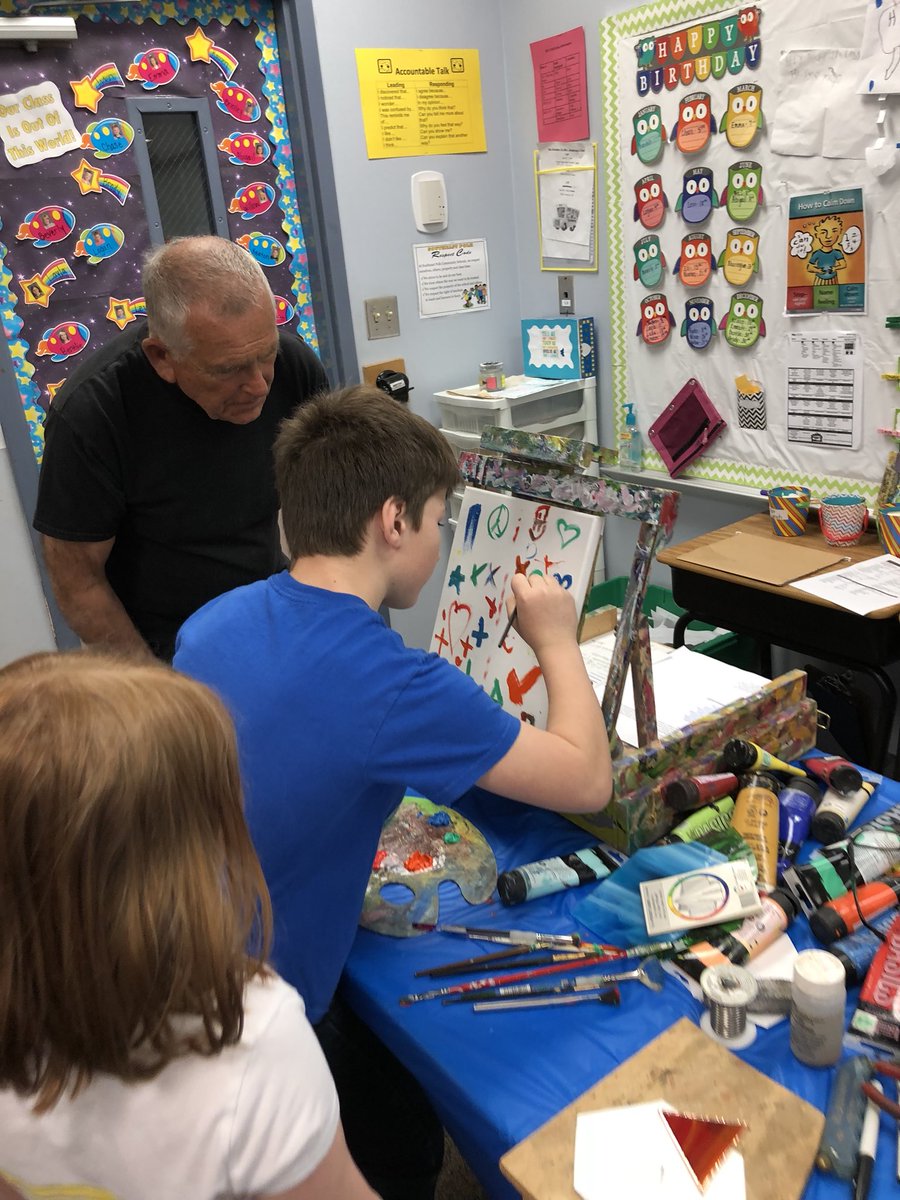 AmyOlesen_ELL's tweet photo. Find Your Spark! β‘οΈπ₯ Today my Dad shared what brings him joy- creating with his hands through woodworking, painting, and stained glass making. Landon said it best,β You sparked my spark today!ββ€οΈβ€οΈ #SEPolk #sepwb #seplearns https://t.co/Yk6vzuYCmM