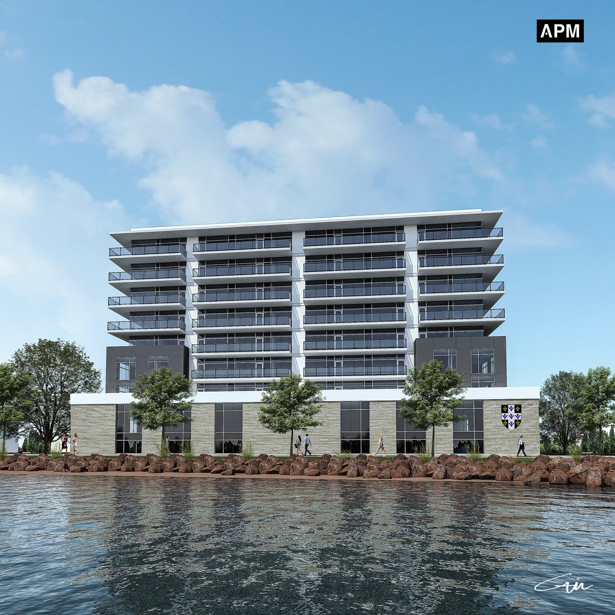 Tim_Banks's tweet photo. Here’s a look at our Haviland Street apartment project from the water, two levels of enclosed parking, floor to ceiling glass, green globes design approach, many amenities with direct access to @ChtownPE Boardwalk... December 1, 2019 occupancy... floor plans available soon https://t.co/e6gfERCF8y